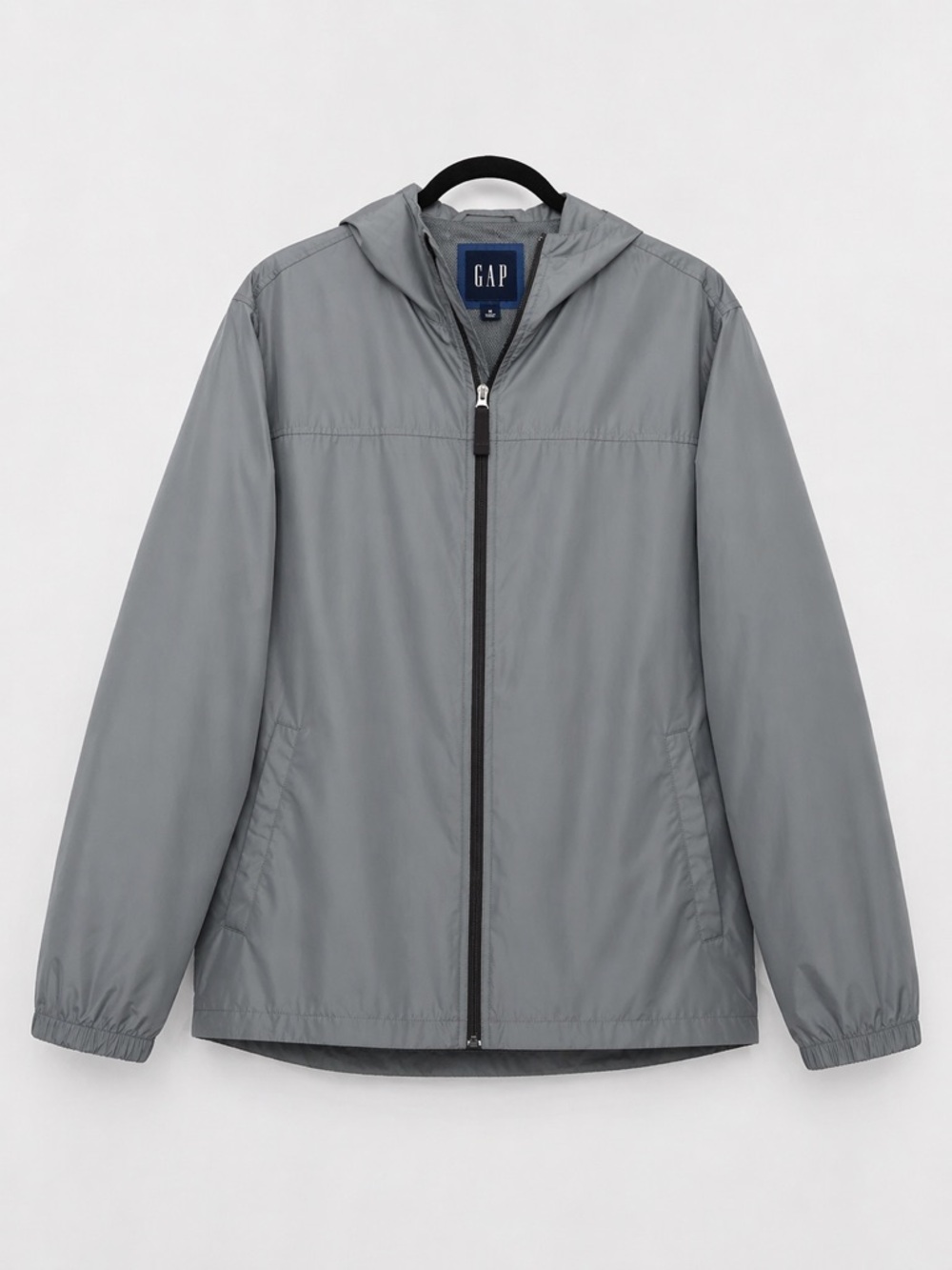 GAP Vintage Y2K Hooded Windbreaker Jacket Men’s XL Gray Full Zip Mesh Lined